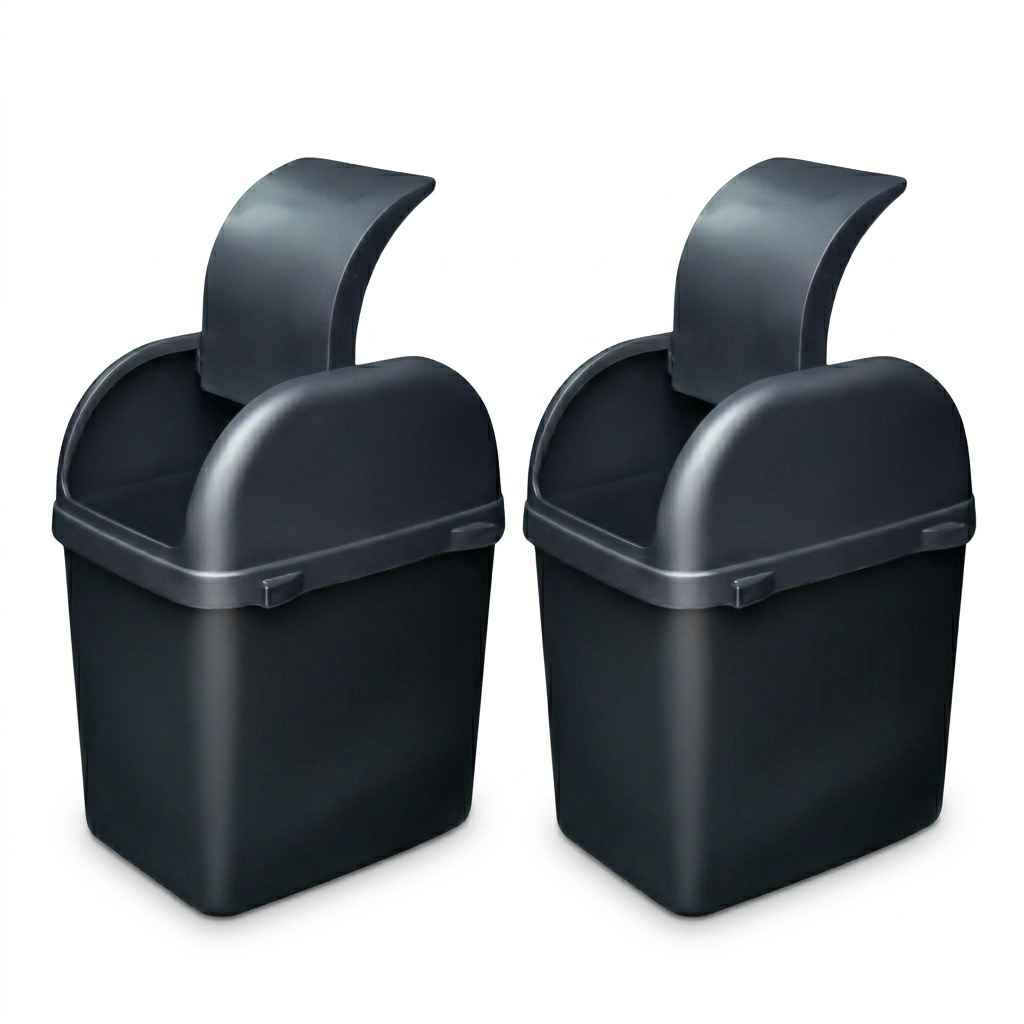 Black Mini Car Trash Can with Lid – Leakproof & Compact