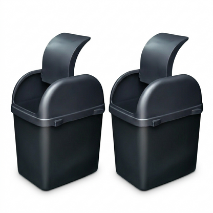 Black Mini Car Trash Can with Lid – Leakproof & Compact