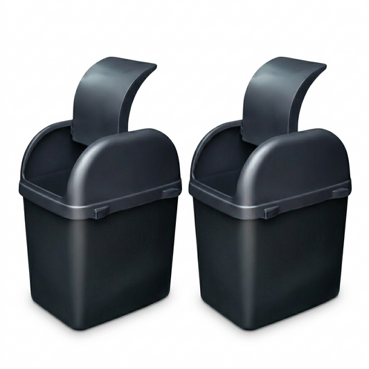 Black Mini Car Trash Can with Lid – Leakproof & Compact