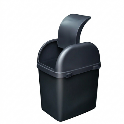 Black Mini Car Trash Can with Lid – Leakproof & Compact