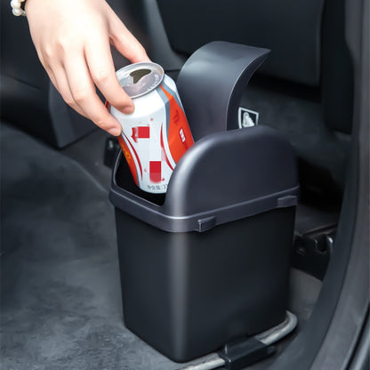 Black Mini Car Trash Can with Lid – Leakproof & Compact