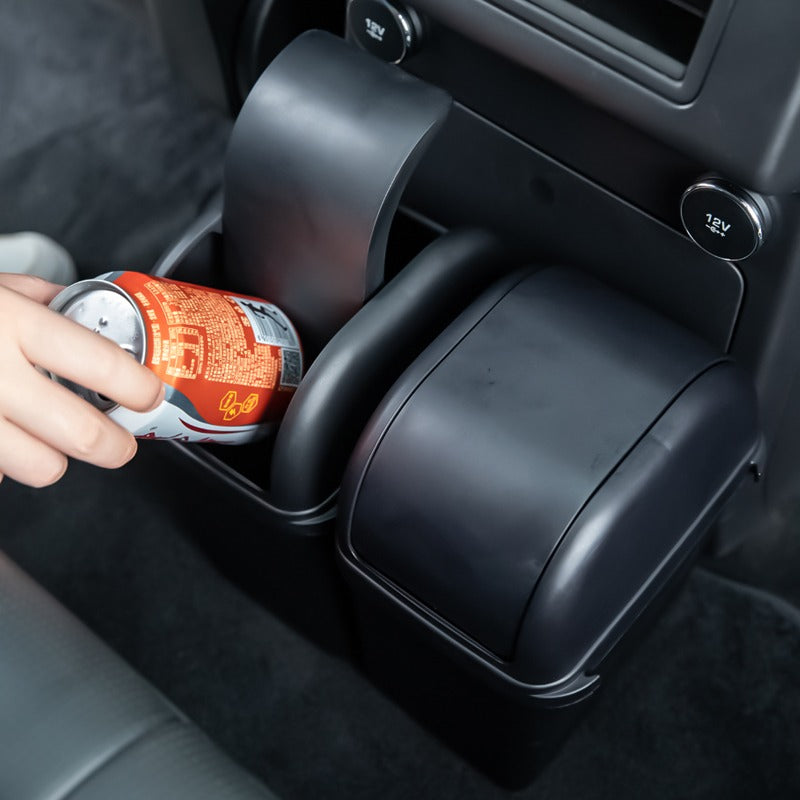 Black Mini Car Trash Can with Lid – Leakproof & Compact