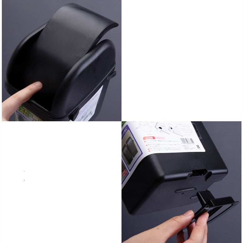Black Mini Car Trash Can with Lid – Leakproof & Compact